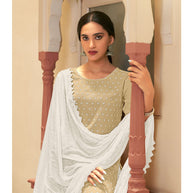 Laxmipati  Ishaal Cotton Base Sand Straight Cut Kurti With Pant & Dupatta