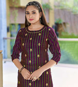 Laxmipati Cadbury Cotton Amber Brown Hand Brush Paint Collection Kurti With Stone Work