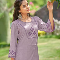 Laxmipati Gaurita Vol.1  Rayon Lurex Pale Purple Straight Cut Kurti With Pant