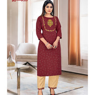 Laxmipati Taahira Vol.1  Spun Base Barn Red Straight Cut Kurta With Pant