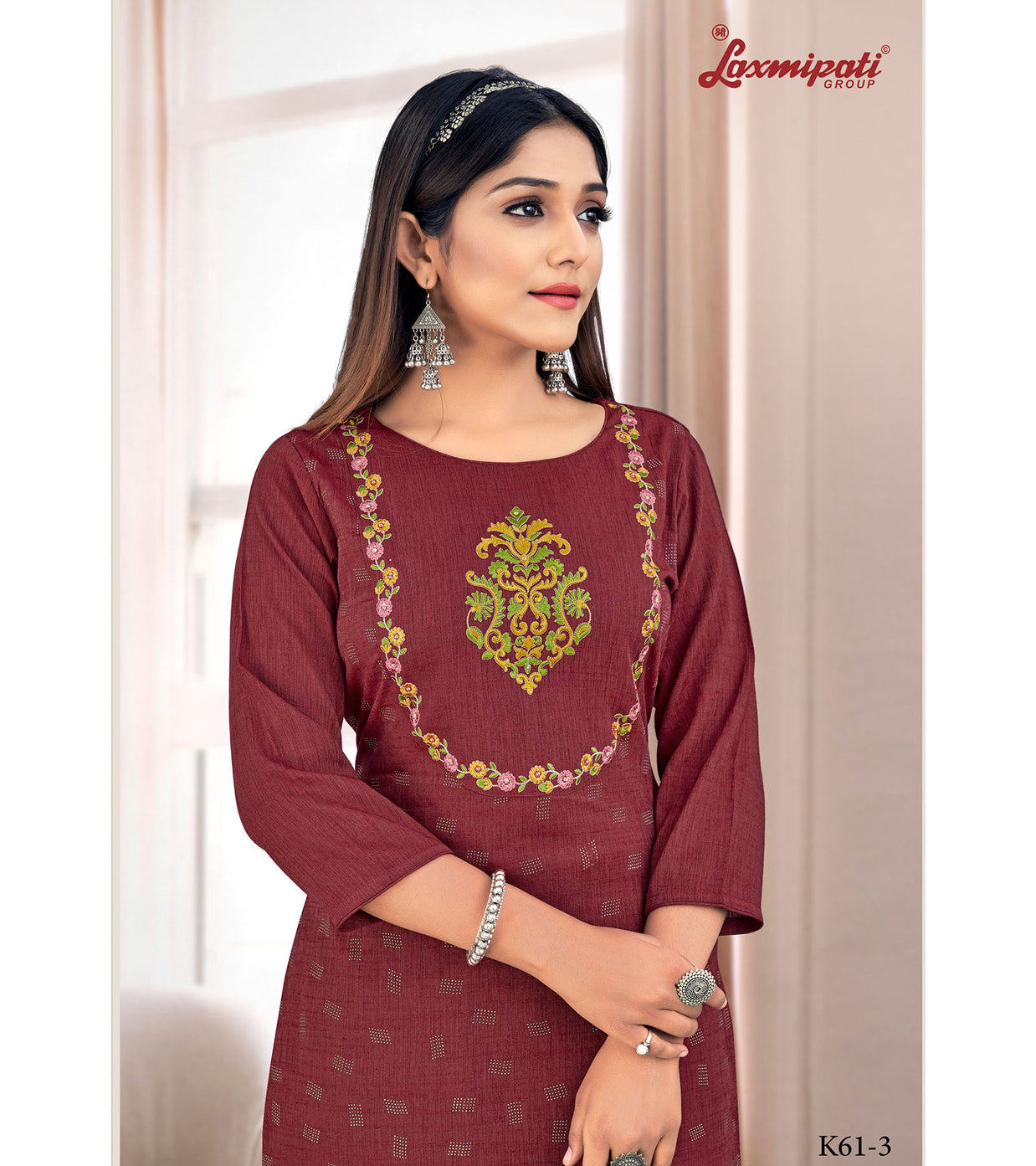 Laxmipati Taahira Vol.1  Spun Base Barn Red Straight Cut Kurta With Pant