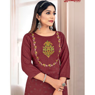 Laxmipati Taahira Vol.1  Spun Base Barn Red Straight Cut Kurta With Pant