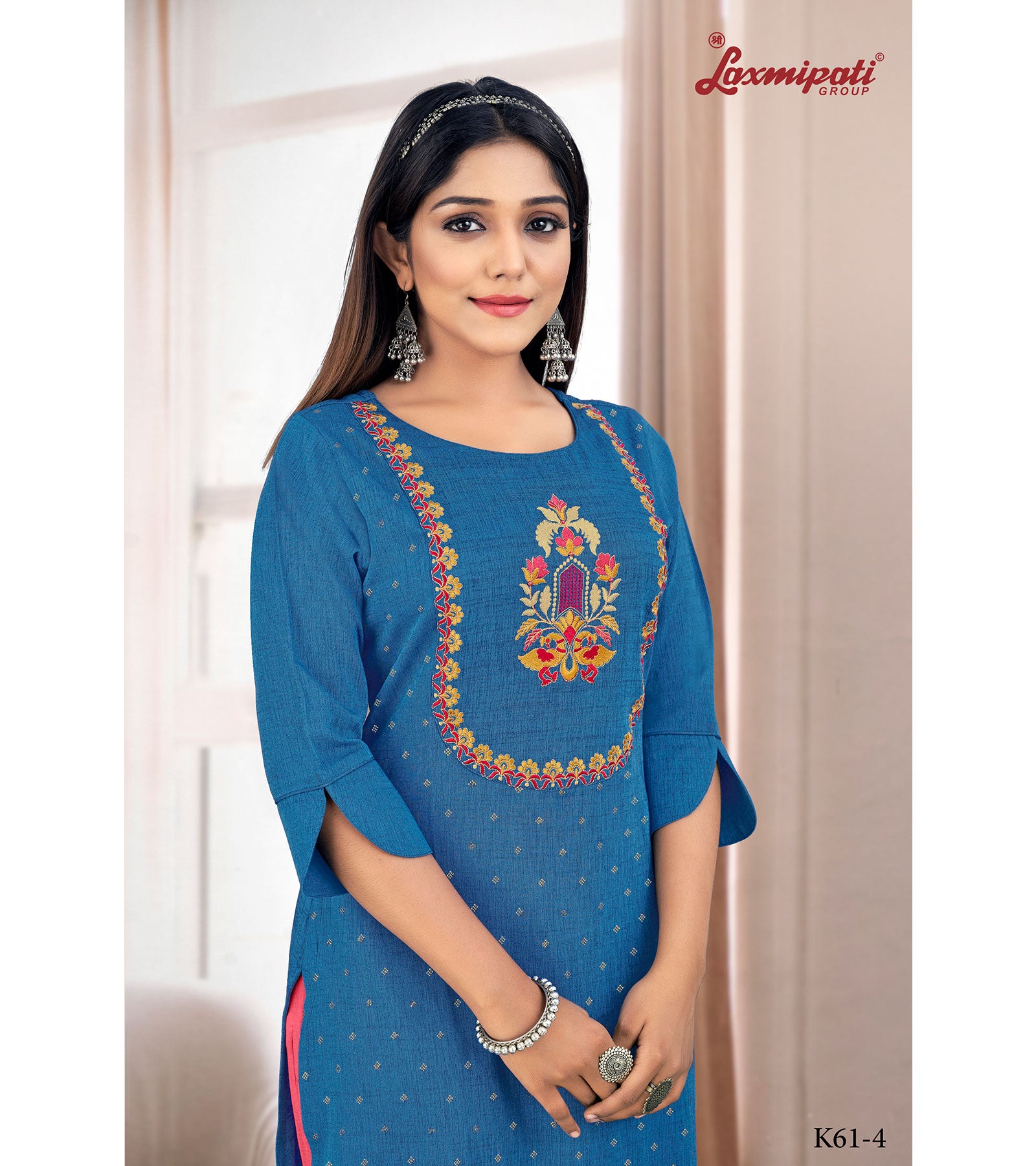 Laxmipati Taahira Vol.1  Spun Base Denim Blue Straight Cut Kurta With Pant