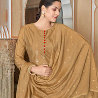 Laxmipati Viscose Chanderi Multani Brown Viscose Chanderi Butti Top With Sharara And Fancy Viscose Duppata