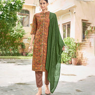 Laxmipati Viscose Garnet Viscose Digital Print Kurti With Pant & Dupatta