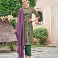 Laxmipati Viscose Grey Green Viscose Digital Print Kurti With Pant & Dupatta