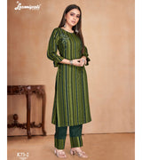 Laxmipati Anokhi  Icloude Hunter Green Straight Cut Kurti With Pant