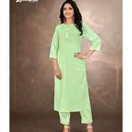 Laxmipati Trihsika   Dola Satin  Mint Green Straight Cut Kurti With Pant