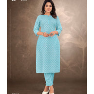 Laxmipati Trihsika   Dola Satin Truquoise Straight Cut Kurti With Pant