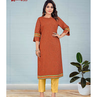 Laxmipati Avani   Black Silk Burnt Orange Straight Cut Kurti
