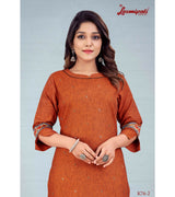 Laxmipati Avani   Black Silk Burnt Orange Straight Cut Kurti