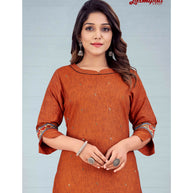Laxmipati Avani   Black Silk Burnt Orange Straight Cut Kurti