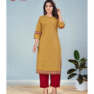 Laxmipati Avani   Black Silk Lemon Curry Straight Cut Kurti