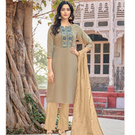 Laxmipati  Jiya Spun Base Fabric Hazel Wood Straight Cut Kurti With Pant & Dupatta