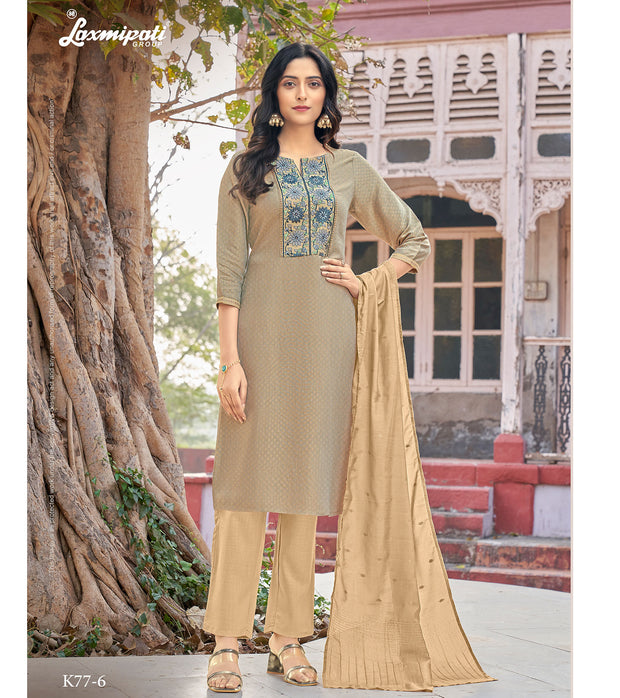 Laxmipati  Jiya Spun Base Fabric Hazel Wood Straight Cut Kurti With Pant & Dupatta