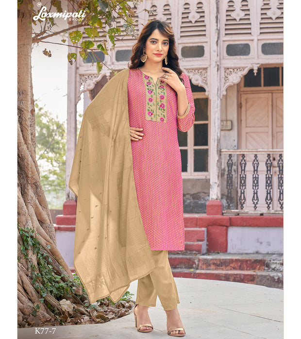 Laxmipati Jiya Spun Base Fabric Punch  Straight Cut Kurti With Pant & Dupatta