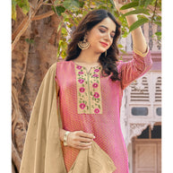 Laxmipati Jiya Spun Base Fabric Punch  Straight Cut Kurti With Pant & Dupatta
