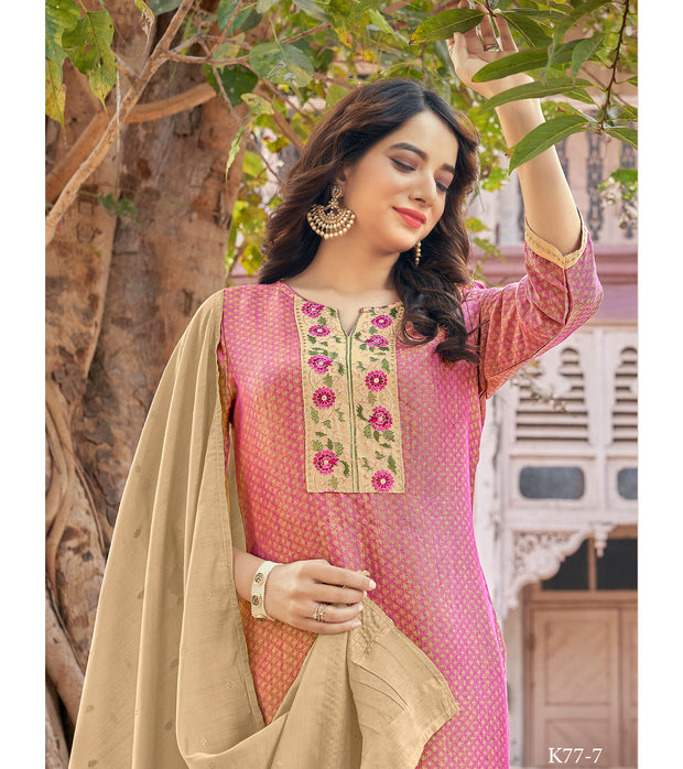 Laxmipati Jiya Spun Base Fabric Punch  Straight Cut Kurti With Pant & Dupatta