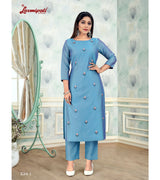 Laxmipati  Damini Chandery Base Fabric Corn Flower Blue Kurta With Pant