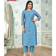 Laxmipati  Damini Chandery Base Fabric Corn Flower Blue Kurta With Pant