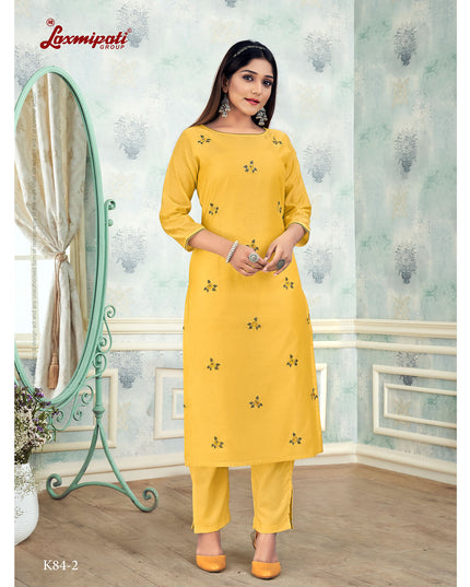 Laxmipati  Damini Chandery Base Fabric Yellow Kurta With Pant