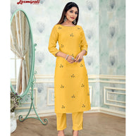 Laxmipati  Damini Chandery Base Fabric Yellow Kurta With Pant