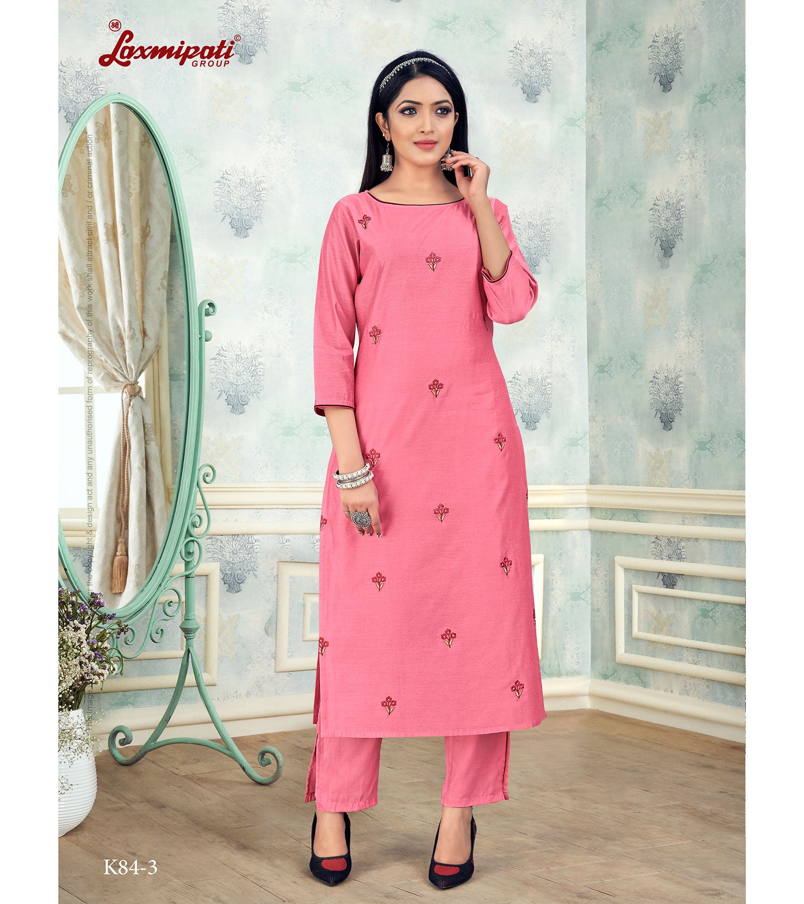 Laxmipati  Damini Chandery Base Fabric Pink Kurta With Pant
