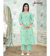 Laxmipati Damini Chandery Base Fabric Medium Aqua Kurta With Pant