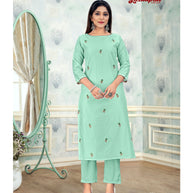 Laxmipati Damini Chandery Base Fabric Medium Aqua Kurta With Pant