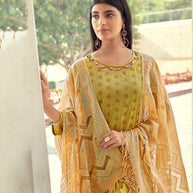 Laxmipati Taffeta Silk Light Green Table Print Top With Fancy Dupatta And Pant