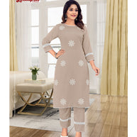 Laxmipati Muslin Tapestry Straight Cut Kurti With Pant