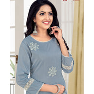 Laxmipati Muslin Slate Grey Straight Cut Kurti With Pant