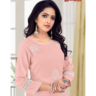 Laxmipati Muslin Rose Quartz Straight Cut Kurti With Pant