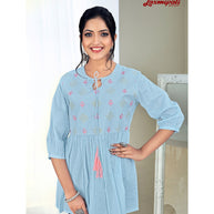 Laxmipati Nikita Mul Cotton Bright Sky Short Kurti