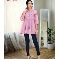Laxmipati Nikita Mul Cotton Bubblegum Short Kurti
