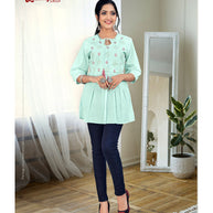 Laxmipati Nikita  Mul Cotton Mint Short Kurti