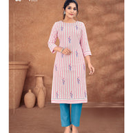 Laxmipati Cotton Pastel Pink Straight Cut Kurti