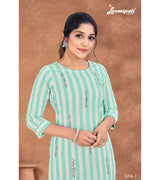 Laxmipati Cotton Mint Green Straight Cut Kurti