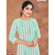 Laxmipati Cotton Mint Green Straight Cut Kurti