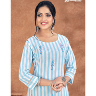 Laxmipati Cotton Baby Blue Straight Cut Kurti