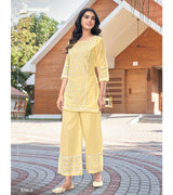 Laxmipati Mull Light Yellow Tunic With Palazzo