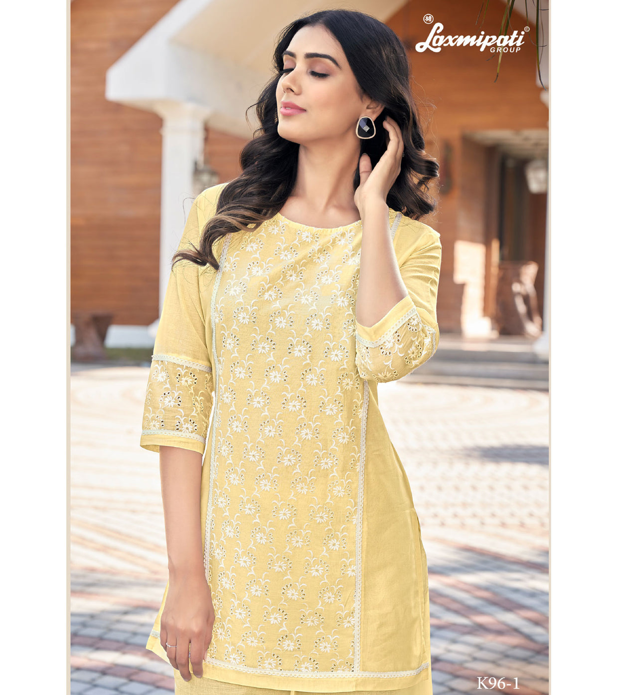Laxmipati Mull Light Yellow Tunic With Palazzo