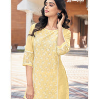 Laxmipati Mull Light Yellow Tunic With Palazzo