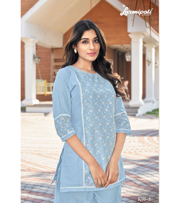 Laxmipati Mull Sky Blue Tunic With Palazzo
