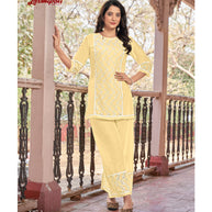 Laxmipati  Ishana Vol.2 Mull Base Light Yellow Tunic With Palazzo
