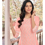 Laxmipati  Ishana Vol.2 Mull Base Peach Tunic With Palazzo