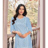 Laxmipati Ishana Vol.2 Mull Base Bright Sky Tunic With Palazzo