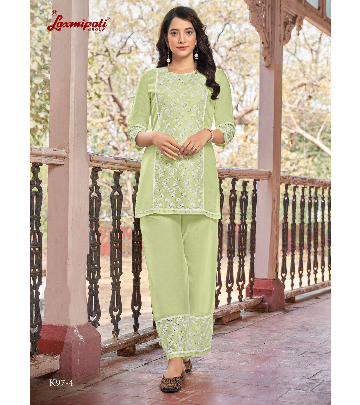 Laxmipati  Ishana Vol.2 Mull Base Light Lime Tunic With Palazzo
