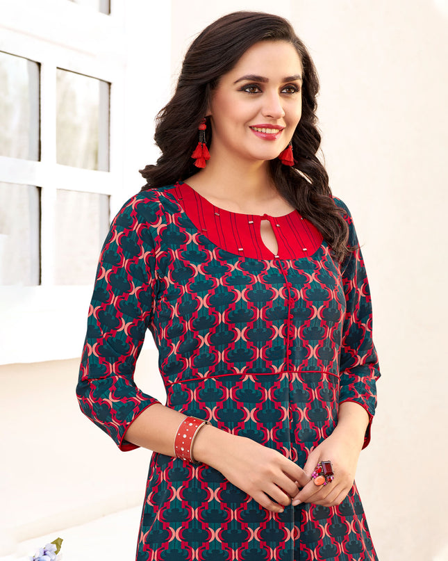 Laxmipati Polygenic Crepe with Georgette Touch Multicolor Kurti