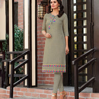 Laxmipati Cotton Textured Grey Kurti